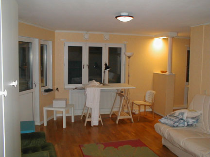 apartment living room from the foyer