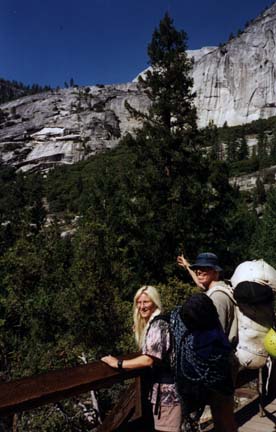 Paul and Coral on the Bridge above vernal falls