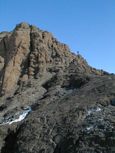 Climbers on the route up Castle Rock