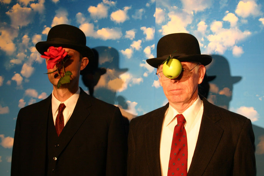 Paul Doherty (right) as Magritte's Son of Man